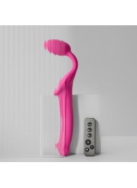 Ярко-розовый безремневой страпон Strap-on-me Vibrating Bendable Strap-On size M - Strap-on-me - купить с доставкой в Бийске