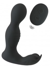 Черная анальная пробка с вибрацией, вращением и пультом ДУ RC Butt Plug with 2 Functions - Orion - в Бийске купить с доставкой