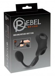 Черное виброкольцо с анальной пробкой Cock Ring with RC Butt Plug - Orion - в Бийске купить с доставкой