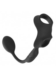 Черное виброкольцо с анальной пробкой Cock Ring with RC Butt Plug - Orion - в Бийске купить с доставкой