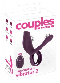 Фиолетовая насадка на член с клиторальным отростком и пультом ДУ RC Couple’s Vibrator 2 - Orion - в Бийске купить с доставкой