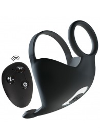 Черная вибронасадка для эрекции и стимуляции мошонки Cock ring with RC ball massager - Orion - в Бийске купить с доставкой