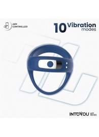 Синее интерактивное эрекционное виброкольцо Rank - Intoyou - в Бийске купить с доставкой