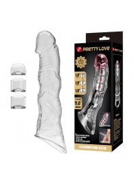 Прозрачный фаллоудлинитель с 3 вставками - 28 см. - Baile - в Бийске купить с доставкой