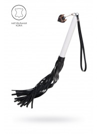 Плеть с белой рукоятью и чёрными хлыстами - 50 см. - Pecado - купить с доставкой в Бийске