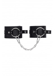 Черные оковы из толстой кожи с люверсами - Pecado - купить с доставкой в Бийске