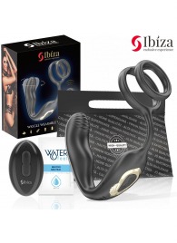 Черная анальная пробка с вращением и эрекционными кольцами - Ibiza - в Бийске купить с доставкой