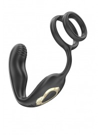 Черная анальная пробка с вращением и эрекционными кольцами - Ibiza - в Бийске купить с доставкой