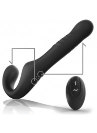 Черный безремневой страпон с вибрацией и возвратно-поступательными движениями - 24 см. - Ibiza - купить с доставкой в Бийске