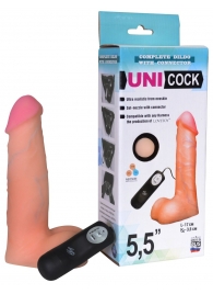 Фаллическая насадка Харнесс UNICOCK 5,5  с вибрацией - 17 см. - LOVETOY (А-Полимер) - купить с доставкой в Бийске