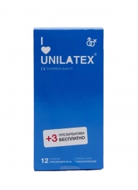 Классические презервативы Unilatex Natural Plain - 12 шт. + 3 шт. в подарок - Unilatex - купить с доставкой в Бийске