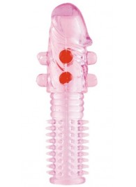 Гелевая розовая насадка с шариками и шипами - 14 см. - ToyFa - в Бийске купить с доставкой