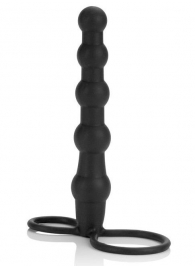 Насадка на пенис для двойного проникновения Silicone Beaded Double Rider - 14 см. - California Exotic Novelties - в Бийске купить с доставкой