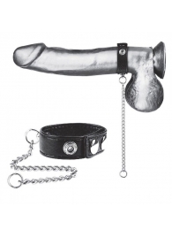 Утяжка на пенис с поводком Snap Cock Ring With 12  Leash - BlueLine - купить с доставкой в Бийске