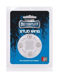 Эрекционное кольцо с 4 бусинами MENZSTUFF STUD RING CLEAR - Dream Toys - в Бийске купить с доставкой