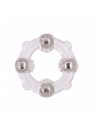 Эрекционное кольцо с 4 бусинами MENZSTUFF STUD RING CLEAR - Dream Toys - в Бийске купить с доставкой