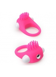 Розовое эрекционное кольцо с щеточкой LIT-UP SILICONE STIMU RING 5 - Dream Toys - в Бийске купить с доставкой