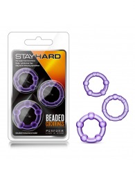 Набор из 3 фиолетовых эрекционных колец Stay Hard Beaded Cockrings - Blush Novelties - в Бийске купить с доставкой