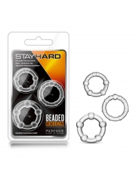 Набор из 3 прозрачных эрекционных колец Stay Hard Beaded Cockrings - Blush Novelties - в Бийске купить с доставкой