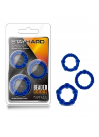 Набор из 3 синих эрекционных колец Stay Hard Beaded Cockrings - Blush Novelties - в Бийске купить с доставкой