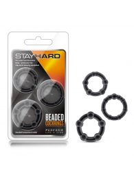 Набор из 3 чёрных эрекционных колец Stay Hard Beaded Cockrings - Blush Novelties - в Бийске купить с доставкой