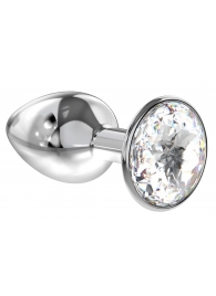 Малая серебристая анальная пробка Diamond Clear Sparkle Small с прозрачным кристаллом - 7 см. - Lola Games - купить с доставкой в Бийске