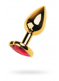 Золотистая анальная пробка с кристаллом-сердцем - 7,5 см. - ToyFa - купить с доставкой в Бийске