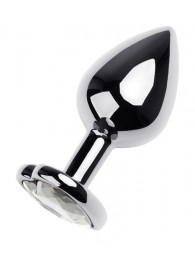 Серебристая анальная пробка с прозрачным кристаллом-сердцем - 8 см. - ToyFa - купить с доставкой в Бийске