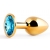 Золотистая анальная пробка с голубым стразом - 7,2 см. - Anal Jewelry Plug - купить с доставкой в Бийске