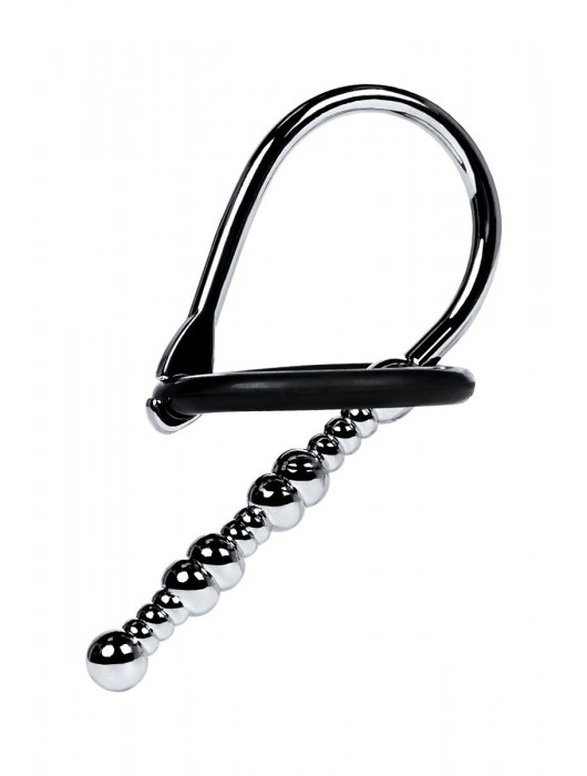 Серебристый уретральный плаг-бусины TOYFA Metal с мягким фиксириющим кольцом - ToyFa - купить с доставкой в Бийске