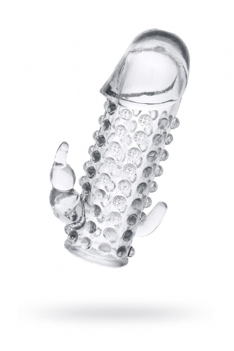 Гелевая прозрачная насадка с 2 отростками - 13 см. - Toyfa Basic - в Бийске купить с доставкой