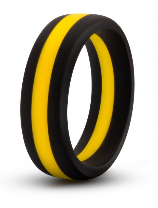 Черно-желтое силиконовое эрекционное кольцо Silicone Go Pro Cock Ring - Blush Novelties - в Бийске купить с доставкой
