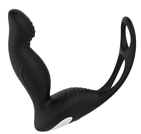 Черный вибромассажер простаты P-PLEASER W ERECTION ENHANCE - Dream Toys - в Бийске купить с доставкой