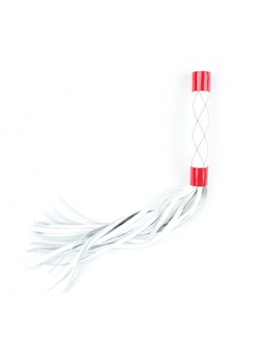 Бело-красная плеть средней длины с ручкой - 44 см. - БДСМ Арсенал - купить с доставкой в Бийске