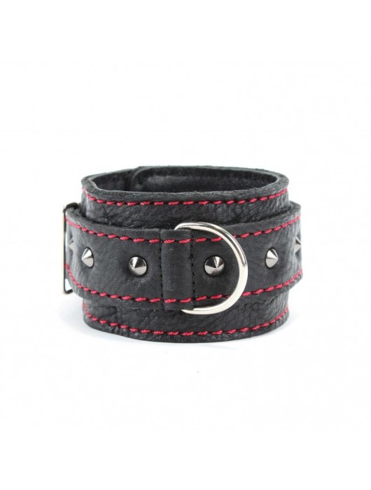 Черные оковы с шипами и контрастной строчкой - БДСМ Арсенал - купить с доставкой в Бийске