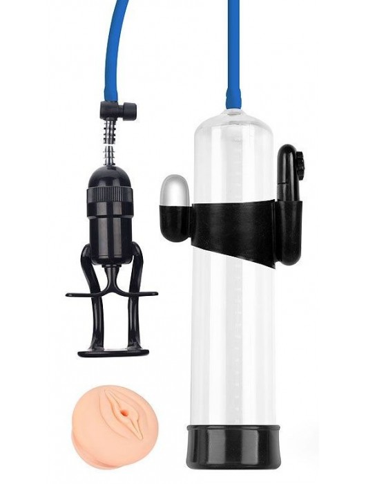 Прозрачная вакуумная вибропомпа Sex Expert с насадкой-вагиной - Sex Expert - в Бийске купить с доставкой