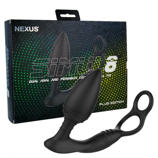 Черная анальная пробка NEXUS SIMUL8 Plug Edition с фиксацией на теле кольцами - Nexus Range - в Бийске купить с доставкой