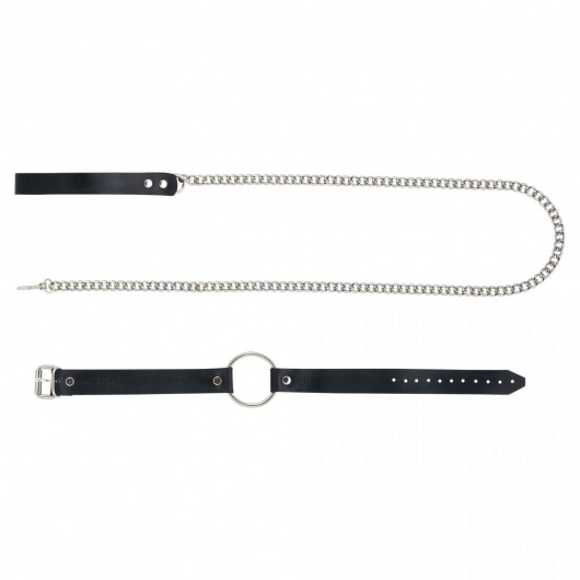 Черный поводок и чокер с кольцом Rada - Rebelts - купить с доставкой в Бийске