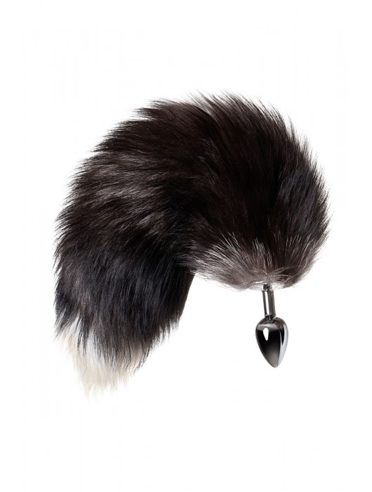 Серебристая металлическая анальная втулка с хвостом чернобурой лисы - размер S - ToyFa - купить с доставкой в Бийске
