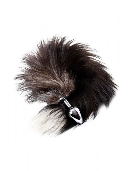 Серебристая металлическая анальная втулка с хвостом чернобурой лисы - размер S - ToyFa - купить с доставкой в Бийске