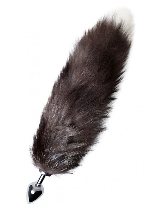 Серебристая металлическая анальная втулка с хвостом чернобурой лисы - размер S - ToyFa - купить с доставкой в Бийске