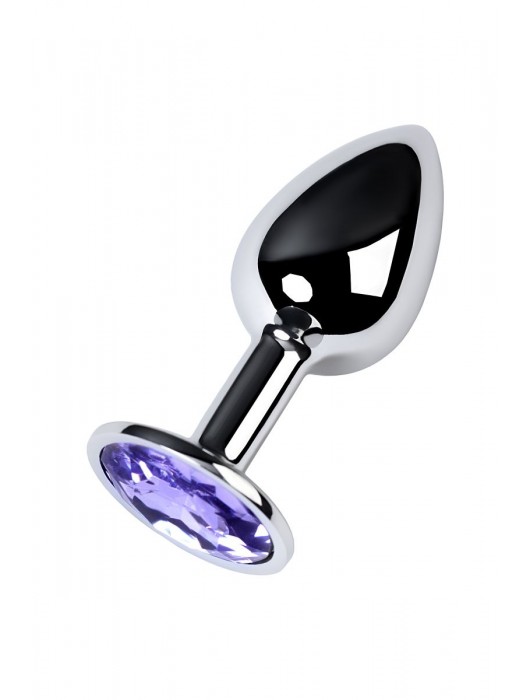 Серебристая конусовидная анальная пробка с фиолетовым кристаллом - 7 см. - ToyFa - купить с доставкой в Бийске