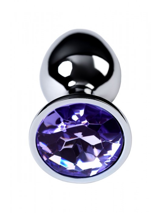 Серебристая конусовидная анальная пробка с фиолетовым кристаллом - 7 см. - ToyFa - купить с доставкой в Бийске