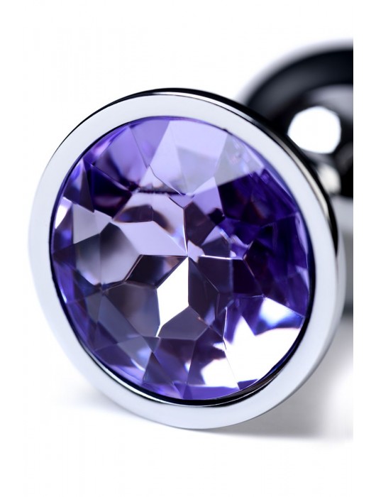 Серебристая конусовидная анальная пробка с фиолетовым кристаллом - 7 см. - ToyFa - купить с доставкой в Бийске