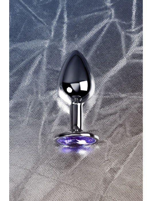 Серебристая конусовидная анальная пробка с фиолетовым кристаллом - 7 см. - ToyFa - купить с доставкой в Бийске