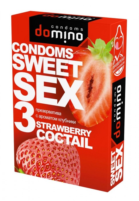 Презервативы для орального секса DOMINO Sweet Sex с ароматом клубничного коктейля  - 3 шт. - Domino - купить с доставкой в Бийске