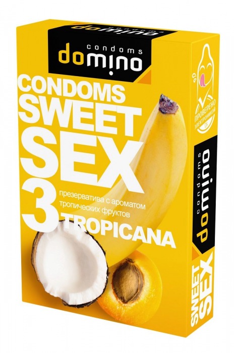 Презервативы для орального секса DOMINO Sweet Sex с ароматом тропических фруктов - 3 шт. - Domino - купить с доставкой в Бийске