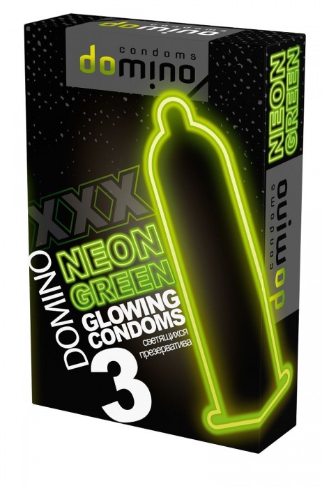 Презервативы DOMINO Neon Green со светящимся в темноте кончиком - 3 шт. - Domino - купить с доставкой в Бийске