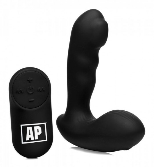 Черный стимулятор простаты Alpha-Pro 7X P-Milker Silicone Prostate Stimulator with Milking Bead - XR Brands - в Бийске купить с доставкой