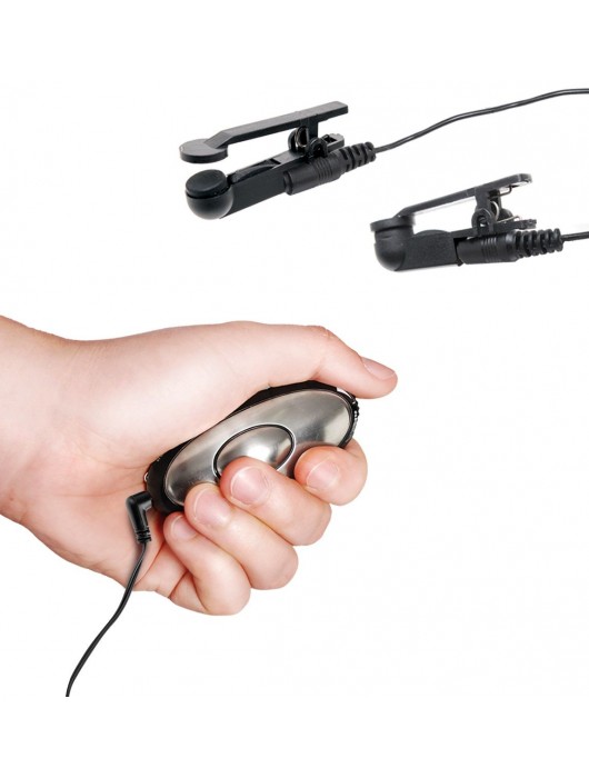 Черные электрические зажимы для сосков Shock Therapy Nipple Clamps - Pipedream - купить с доставкой в Бийске